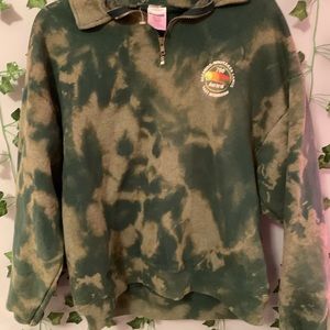 Quarter zip bleach dye vintage sweatshirt